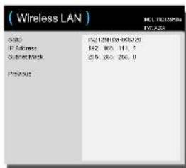 ( Wireless LAN ) MSL 102389-0 FCA-056 S910 IP Address 182 165 111.5 Subnet Mask 285 285 286.0 Previous