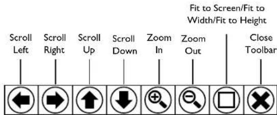 Fit to Screen/Fit to Width/Fit to Height Scroll Left Scroll Right Scroll Up Scroll Down Zoom In Zoom Out Close Toolbar
