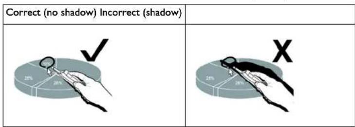 Correct (no shadow) Incorrect (shadow) ✓ X