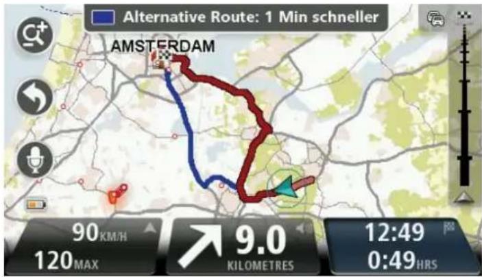 Alternative Route: 1 Min schneller AMSTERDAM 90 KM/H 120 MAX 9.0 KILOMETRES 12:49 0:49 HRS