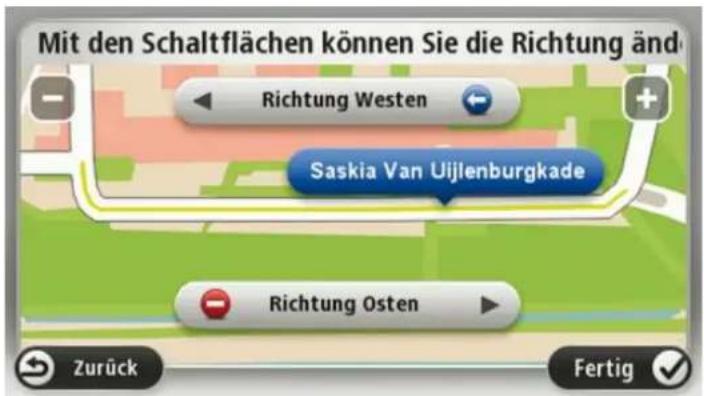 Mit den Schaltflächen können Sie die Richtung änd Richtung Westen Saskia Van Uijlenburgkade Richtung Osten Zurück Fertig