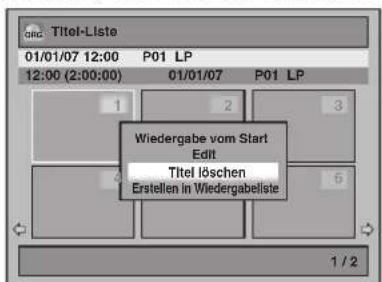 01/01/07 12:00 P01 LP 12:00 (2:00:00) 01/01/07 P01 LP Wiedergabe vom Start Edit Titel löschen Erstellen in Wiedergabeliste 1 / 2