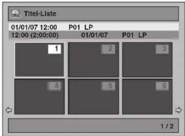 Titel-Liste 01/01/07 12:00 P01 LP 12:00 (2:00:00) 01/01/07 P01 LP 1 2 3 4 5 6 1 / 2
