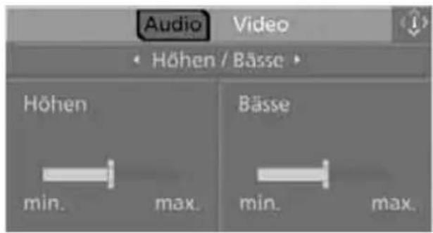 Audio Video • Höhen / Bässe Höhen min. max. Bässe min. max.