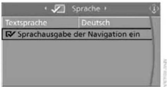 Sprache Textsprache Deutsch ✓ Sprachausgabe der Navigation ein