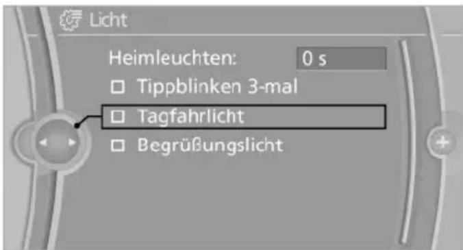 Licht Heimleuchten: 0 s □ Tippblinken 3-mal □ Tagfahrlicht □ Begrüßungslicht