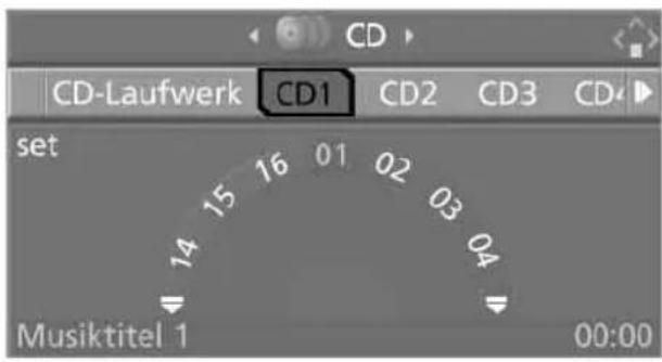 CD-Laufwerk CD1 CD2 CD3 CD4 set 14 15 16 01 02 03 04 Musiktitel 1 00:00