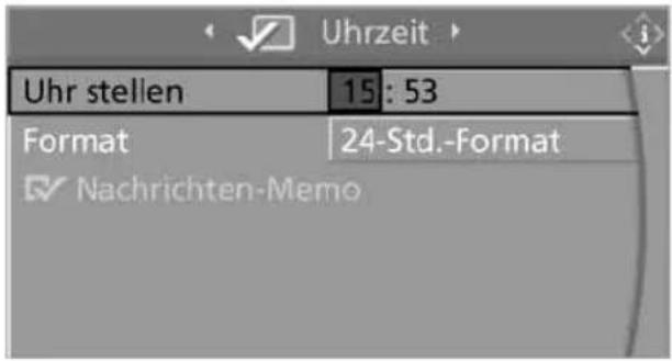 Uhr stellen 15:53 Format 24-Std.-Format Nachrichten-Memo