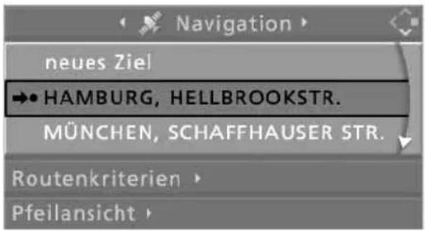 Navigation neues Ziel →• HAMBURG, HELLBROOKSTR. MÜNCHEN, SCHAFFHAUSER STR. Routenkriterien Pfeilansicht
