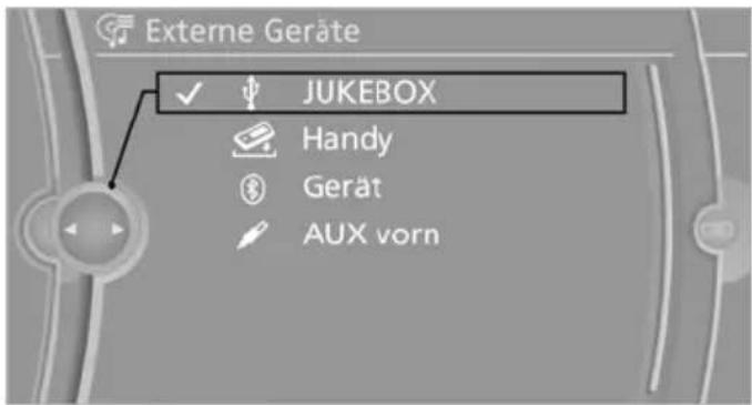 Externe Geräte ✓ JUKEBOX Handy Gerät AUX vorn