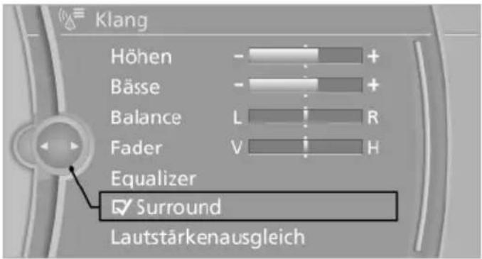 Klang Höhen - + Bässe - + Balance L R Fader V H Equalizer ✓ Surround Lautstärkenausgleich