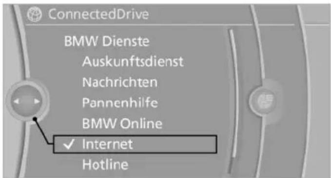 ConnectedDrive BMW Dienste Auskunftsdienst Nachrichten Pannenhilfe BMW Online ✓ Internet Hotline