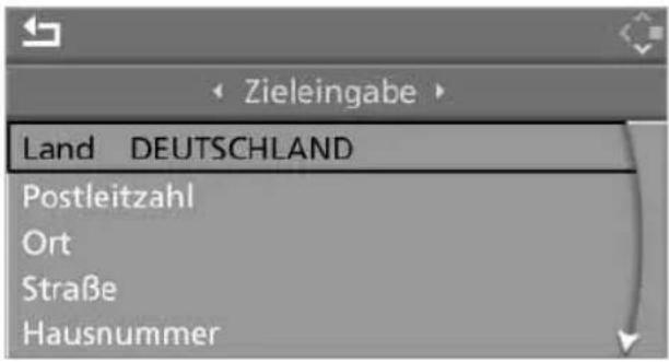 Zieleingabe Land DEUTSCHLAND Postleitzahl Ort Straße Hausnummer