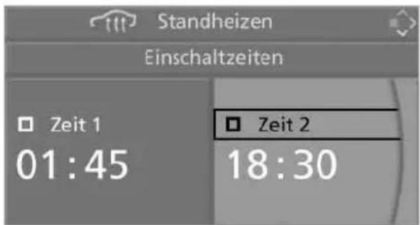 Standheizen Einschaltzeiten Zeit 1 01:45 Zeit 2 18:30