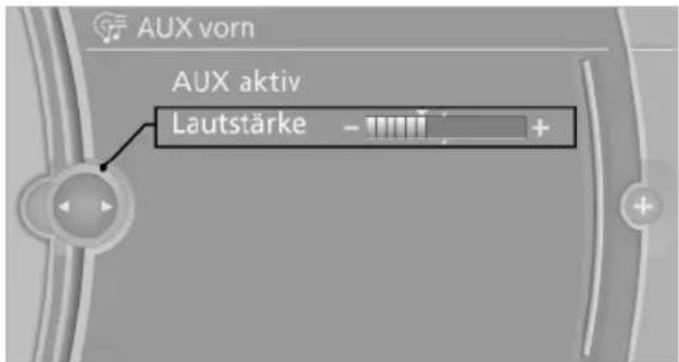 AUX vorn AUX aktiv Lautstärke - +