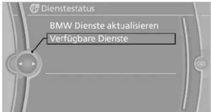 Dienstestatus BMW Dienste aktualisieren Verfügbare Dienste