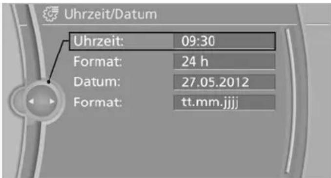 Uhrzeit/Datum Uhrzeit: 09:30 Format: 24 h Datum: 27.05.2012 Format: tt.mm.jjjj