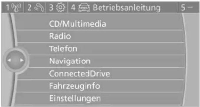 CD/Multimedia Radio Telefon Navigation ConnectedDrive Fahrzeuginfo Einstellungen