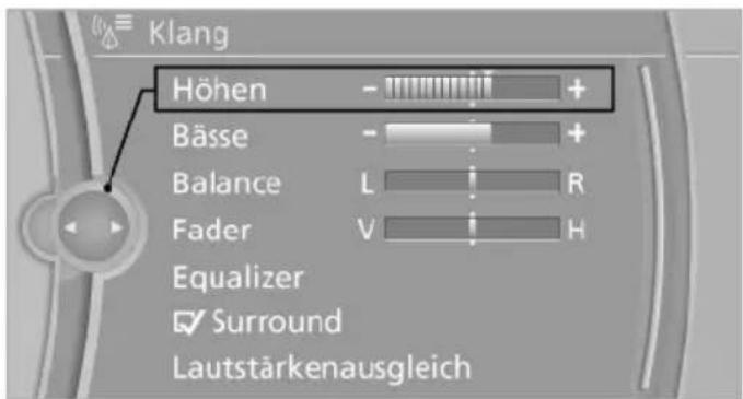 Klang Höhen - + Bässe - + Balance L R Fader V H Equalizer ✓ Surround Lautstärkenausgleich