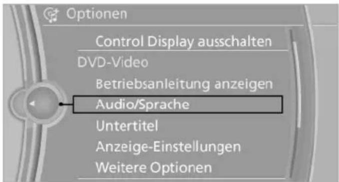 Optionen Control Display ausschalten DVD-Video Betriebsanleitung anzeigen Audio/Sprache Untertitel Anzeige-Einstellungen Weitere Optionen