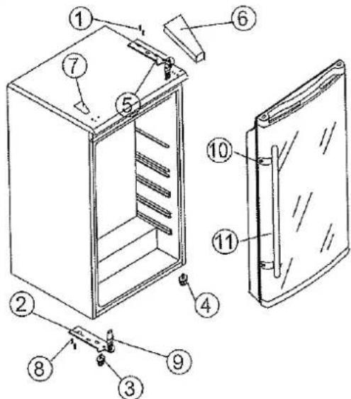 KELVINATOR KI150BC - Before Reversing the door, the power must be shut off. All parts removed must be saved to do the reinstallation of the door. - 2