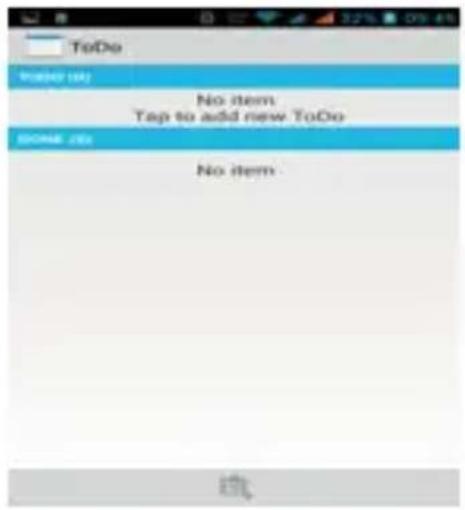 ToDo Take (a) No item Tap to add new ToDo DONE ?E No item