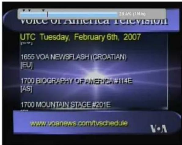 Voice of America Television UTC Tuesday, February 6th, 2007 1655 VOA NEWSFLASH (CROATIAN) [EU] 1700 BIOGRAPHY OF AMERICA #114E [AS] 1700 MOUNTAIN STAGE #201E www.voanews.com/tvschedule