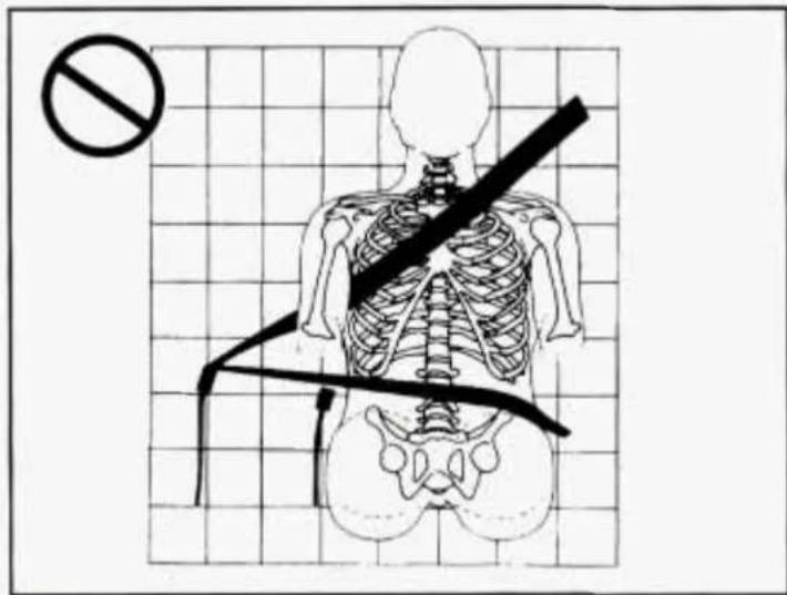 Safety warning sign with a cross symbol and a prohibition symbol, showing a human skeleton with a diagonal line crossing the torso.