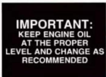 IMPORTANT: KEEP ENGINE OIL AT THE PROPER LEVEL AND CHANGE AS RECOMMENDED