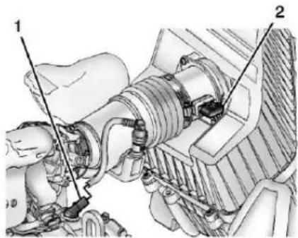 Technical diagram of a mechanical assembly with labeled parts 1 and 2