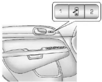 Diagram of car interior with labeled buttons and directional arrows, showing numbered UI elements