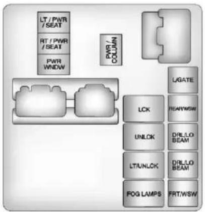 LT / PWR / SEAT RT / PWR / SEAT PWR WINDW PWR / COLUMN L/GATE LCK REANY/WSW UNLOK DR/LLO BEAM LT/UNLCK DR/LLO BEAM FOG LAMPS FRT/WSW