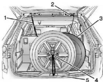 Technical diagram of a car's rear suspension components with numbered labels pointing to different parts.