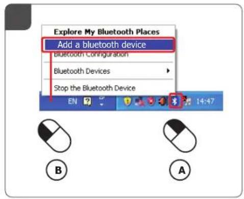 Explore My Bluetooth Places Add a bluetooth device Bluetooth Configuration Bluetooth Devices Stop the Bluetooth Device EN 14:47 B A