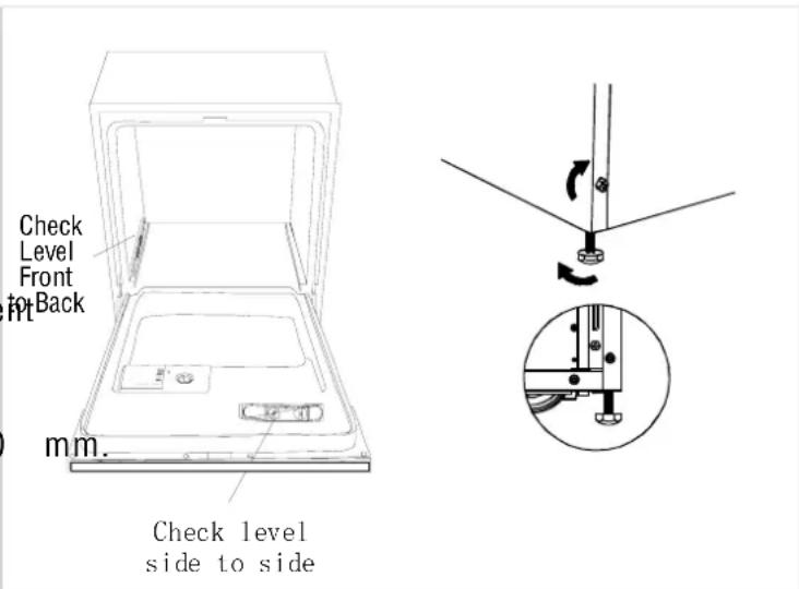 Check Level Front to Back mm. Check level side to side