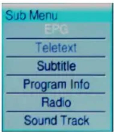 Sub Menu EPG Teletext Subtitle Program Info Radio Sound Track