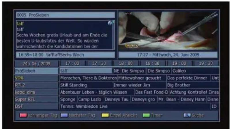 0005. ProSieben taff taff Sechs Wochen gratis Urlaub und am Ende die besten Urlaubsfotos der Welt. So würden wahrscheinlich die Kandidatinnen bei der 16:39~18:00 tafftaffSechs Woch 24 / 06 / 2009 17 : 00 17 : 30 18 : 00 18 : 30 19 : 00 19 : 30 ProSieben taff NE Die Simpso Die Simpso Galileo VOX Menschen, Tiere & Doktoren Mitbewohner gesucht Das perfekte Dinner Unt RTL2 Still Standing Immer wieder Jim Big Brother kabel eins Abenteuer Leben - täglich Wissen Das Fast Food-D Achtung Kontrolle! Einsa Super RTL Sponge Camp Lazlo Disneys Tau Disneys gro Mr. Bean - Disney Hann Disne DSF Tennis: Wimbledon Live ID Vorrienger Tag Nachster Tag Einzel Ansicht Timer Suche