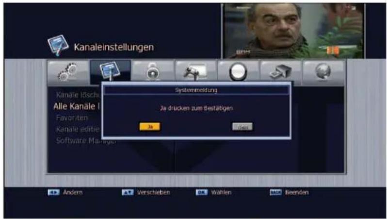 Kanaleinstellungen Systeminbildung Ja drucken zum Bestätigen Ja den Andern Verschieben Wahlen Beenden