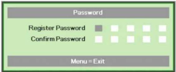 Password Register Password Confirm Password Menu = Exit