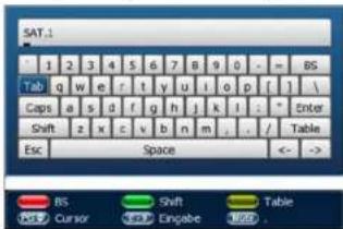 SAT.1 1 2 3 4 5 6 7 8 9 0 - = BS Tab q w e r t y u i o p f 1\ Caps a s d f g h j k l : * Enter Shift z x c v b n m . / Table Esc Space ← -> BS Cursor Shift Eingabe Table