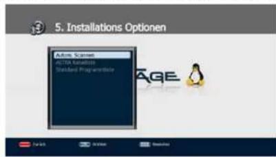 5. Installations Optionen Actions Screen ACTA Software Standard Program Manager AGE