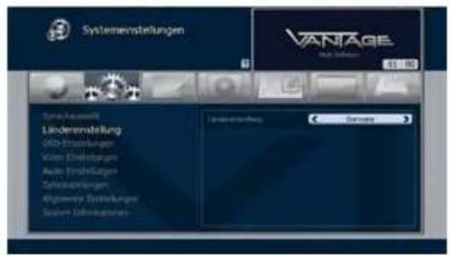 Systemenstellungen VANTAGE 11.00 Start/End Ländererstellung 2000-Übertragung Virtis Erstehungen Audio Erstehungen Cohortenstellungen Algegenware Erstehungen Sachan Information Start/End Gesamt