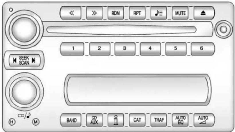 << >> RDM RPT MUTE ▲ 1 2 3 4 5 6 SEEK SCAN BAND CD AUX CAT TRAF AUTO EQ AUTO
