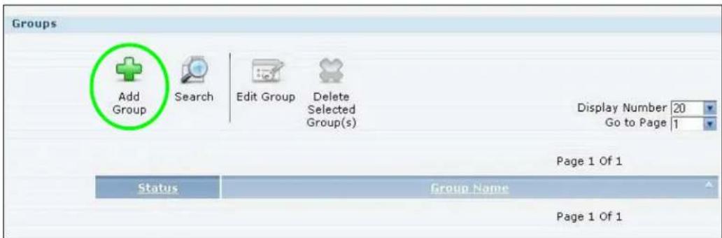 Groups Add Group Search Edit Group Delete Selected Group(s) Display Number 20 Go to Page 1 Page 1 Of 1 Status Group Name Page 1 Of 1