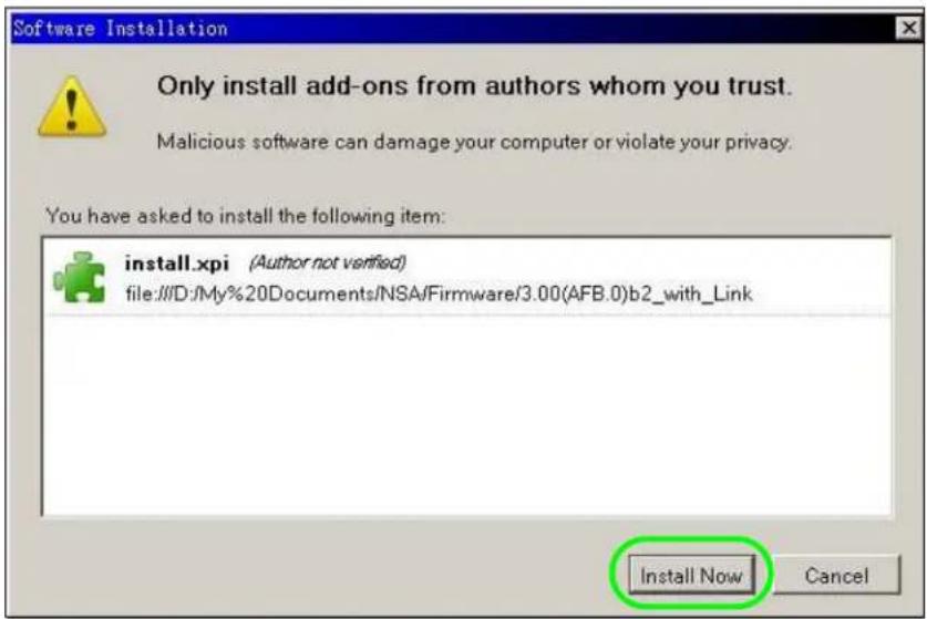 Software Installation Only install add-ons from authors whom you trust. Malicious software can damage your computer or violate your privacy. You have asked to install the following item: install.xpi (Author not verified) file:///D:/My%20Documents/NSA/Firmware/3.00(AFB.0)b2_with_Link Install Now Cancel