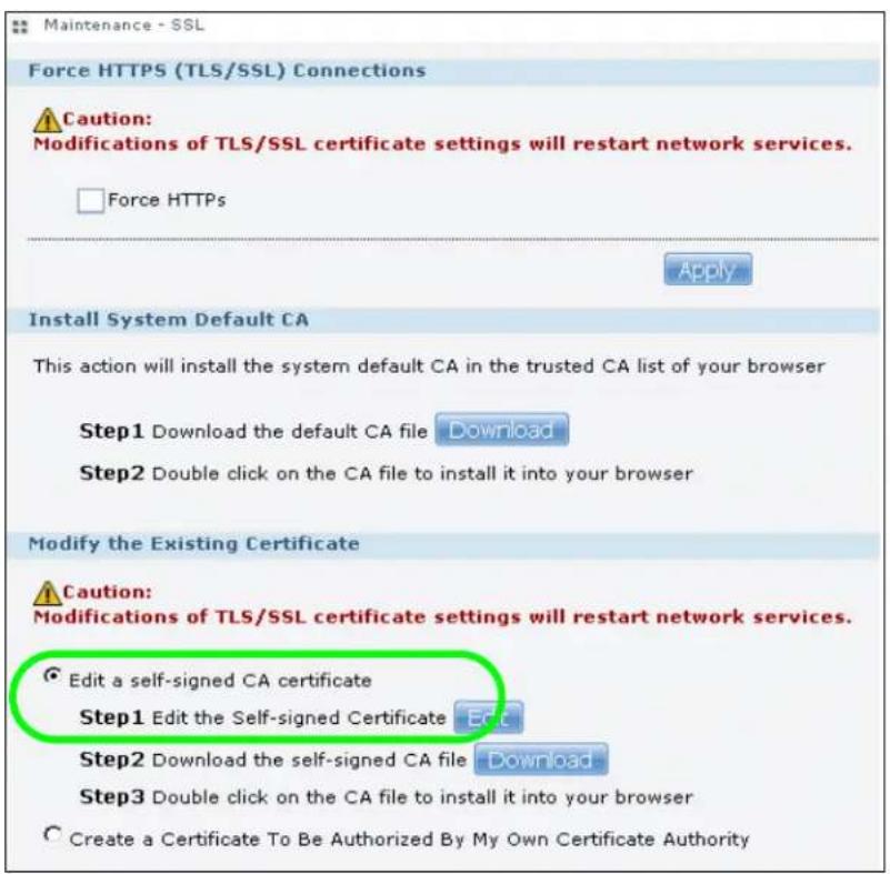Maintenance - SSL Force HTTPS (TLS/SSL) Connections ⚠️Caution: Modifications of TLS/SSL certificate settings will restart network services. □ Force HTTPS Apply Install System Default CA This action will install the system default CA in the trusted CA list of your browser Step1 Download the default CA file Download Step2 Double click on the CA file to install it into your browser Modify the Existing Certificate ⚠️Caution: Modifications of TLS/SSL certificate settings will restart network services. ● Edit a self-signed CA certificate Step1 Edit the Self-signed Certificate Edit Step2 Download the self-signed CA file Download Step3 Double click on the CA file to install it into your browser ○ Create a Certificate To Be Authorized By My Own Certificate Authority