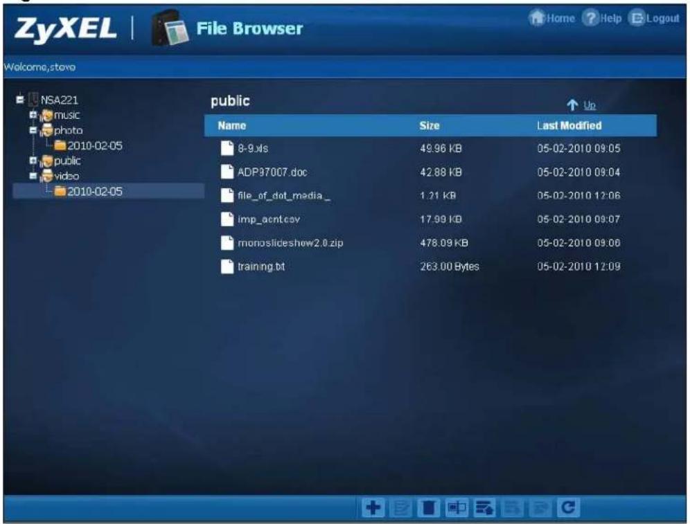 ZyXEL File Browser Home Help Logout Welcome.stave NSA221 music photo 2010-02-05 public video 2010-02-05 public ↑ Up Name Size Last Modified 8-9.xls 49.96 KB 05-02-2010 09:05 ADP37007.doc 42.88 KB 05-02-2010 09:04 file_of_dot_media_ 1.21 KB 05-02-2010 12:06 imp_acnt.cav 17.99 KB 05-02-2010 09:07 monoslideshow2.0.zip 478.09 KB 05-02-2010 09:06 training.txt 263.00 Bytes 05-02-2010 12:09
