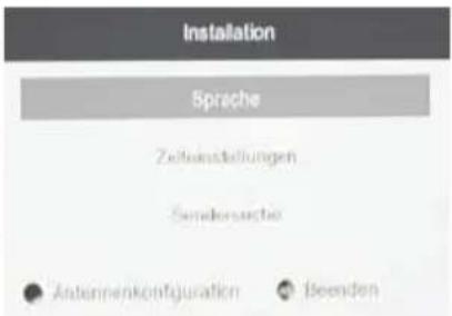 Installation Sprache Zahlsteinstellungen Sendersarcher Antennenkonfiguration Beenden