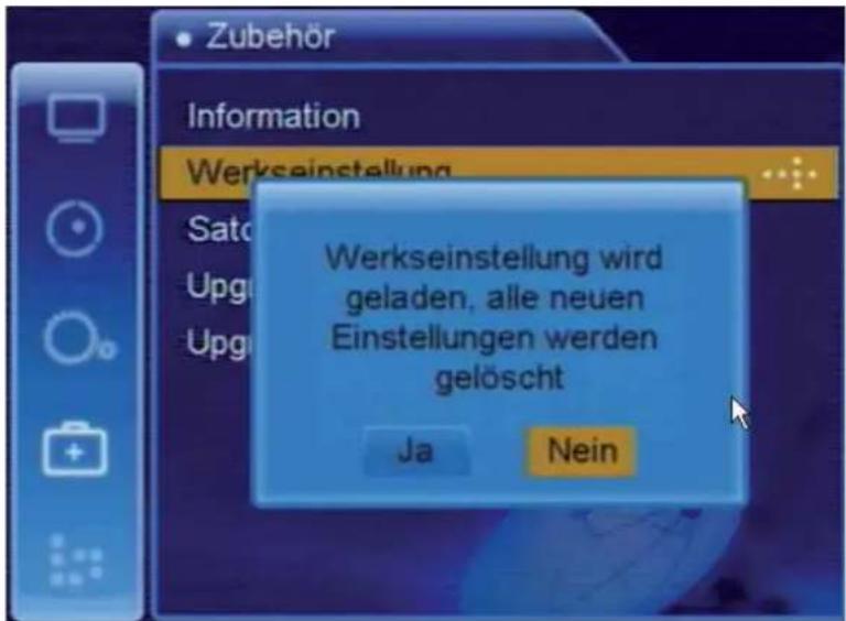 Zubehör Information Werkseinstellung Sato Upg Upg Werkseinstellung wird geladen, alle neuen Einstellungen werden gelöscht Ja Nein