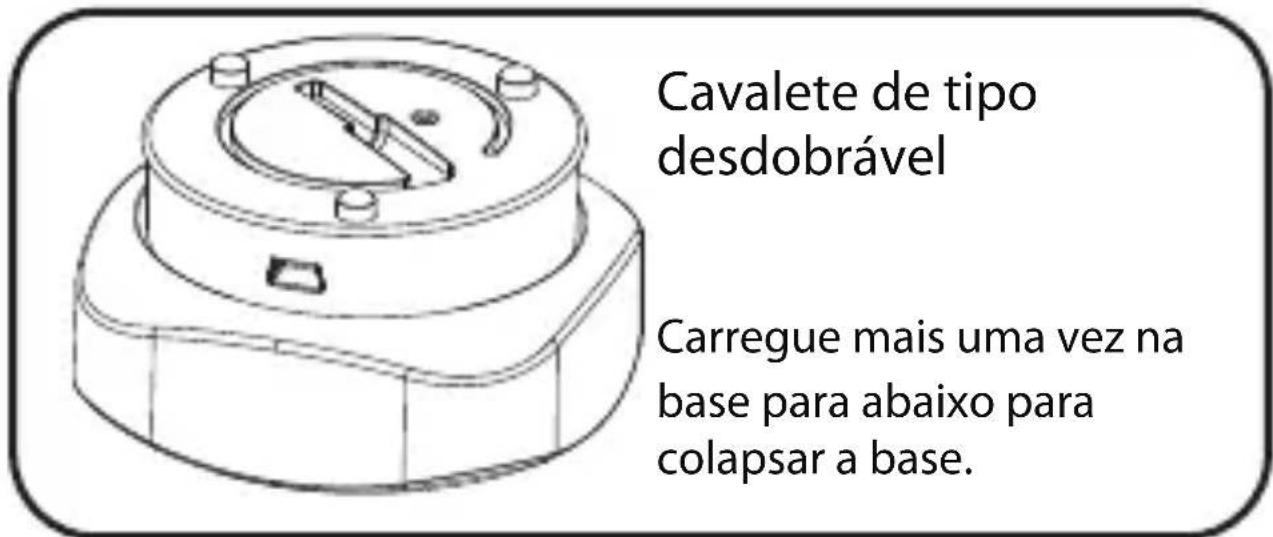 Cavalete de tipo desdobrável Carregue mais uma vez na base para abaixo para colapsar a base.